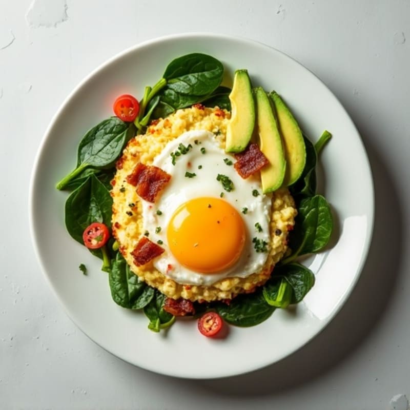 Egg White and Spinach Scramble with Turkey Bacon