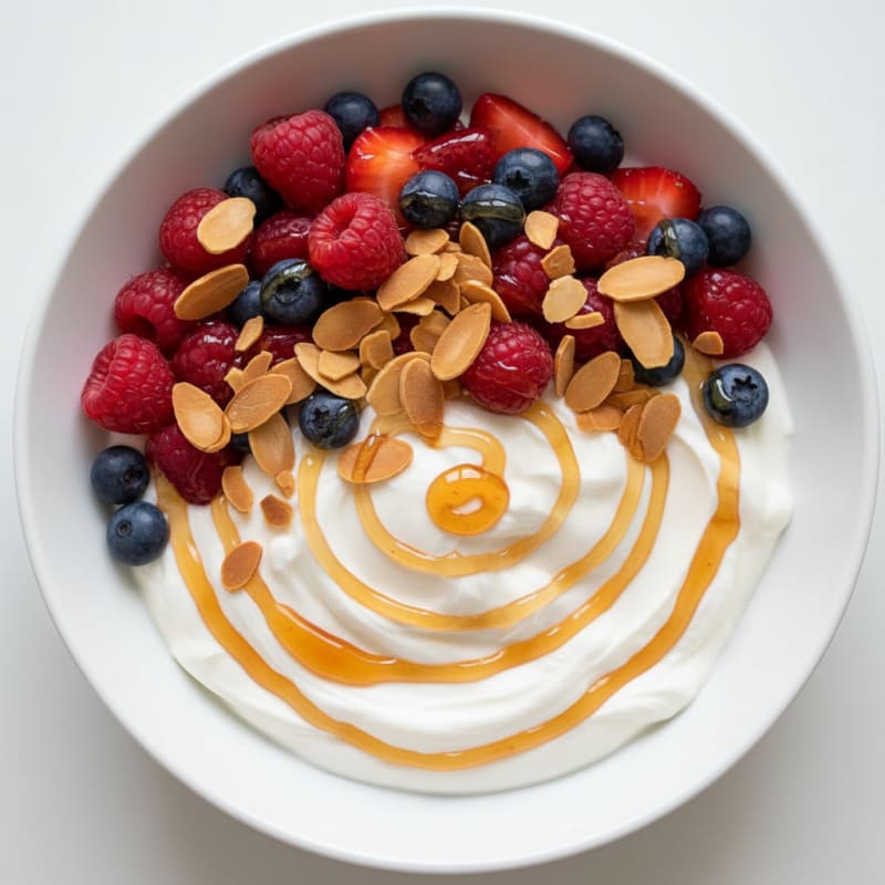 Greek Yogurt Protein Bowl with Mixed Berries and Almonds