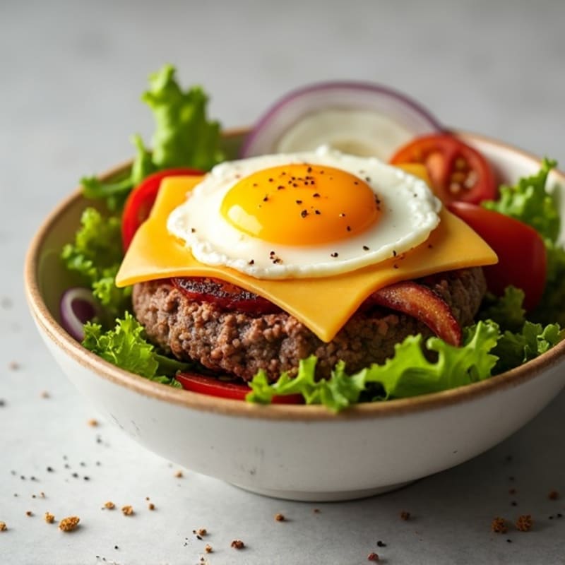Lean Cheeseburger Bowl with Crispy Turkey Bacon