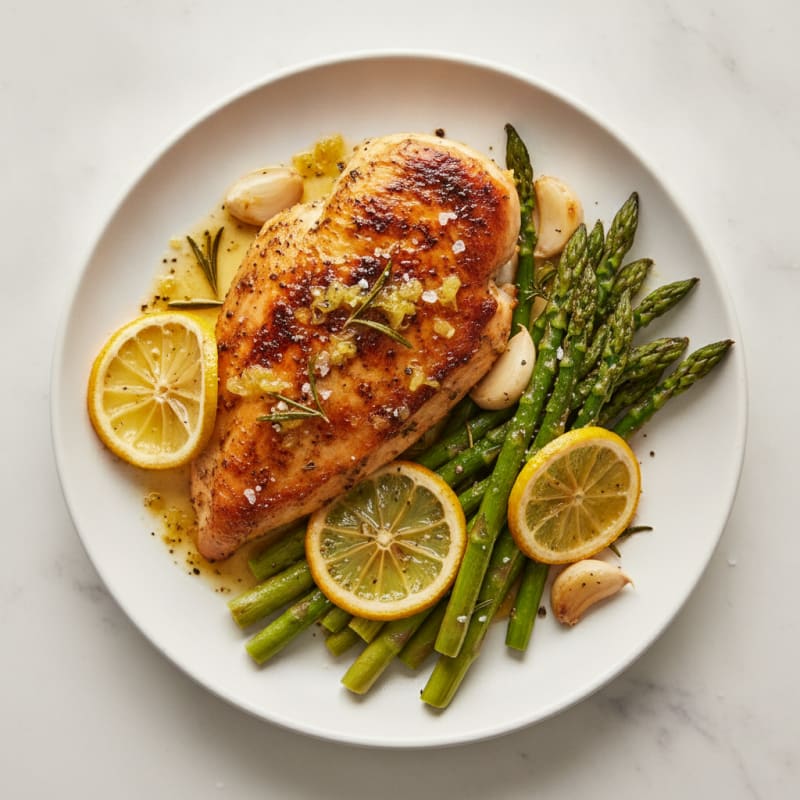 Lemon Herb Roasted Chicken with Asparagus
