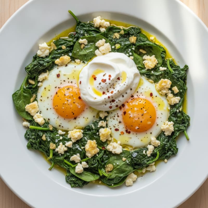 Baked Eggs with Spinach and Feta