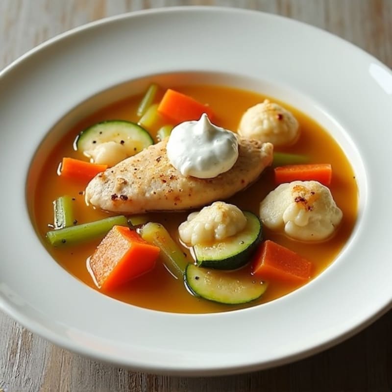 Healthy Creamy Chicken and Vegetable Dumpling Stew
