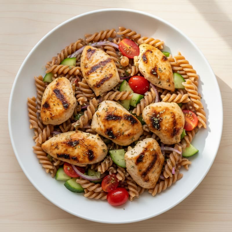 Grilled Chicken and Lentil Pasta Salad