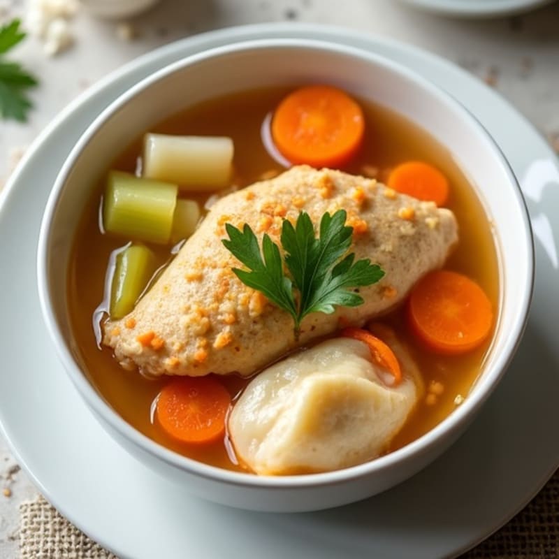 Hearty Chicken and Vegetable Soup with Fluffy Dumplings