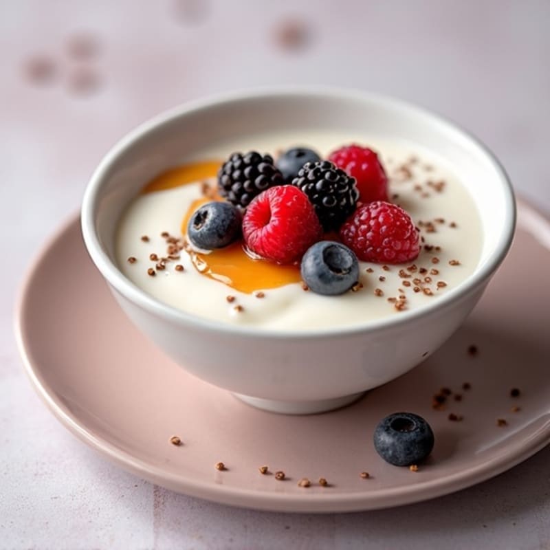 Silky Greek Yogurt Protein Pudding with Mixed Berries