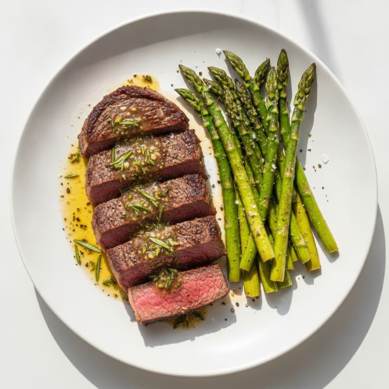 Garlic Herb Butter Steak with Asparagus