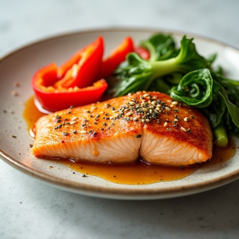 Honey-Ginger Glazed Salmon with Sesame Vegetables
