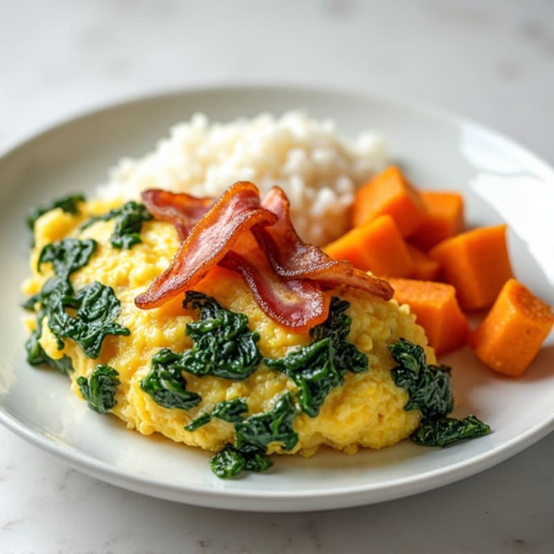 Egg White Scramble with Spinach and Turkey Bacon