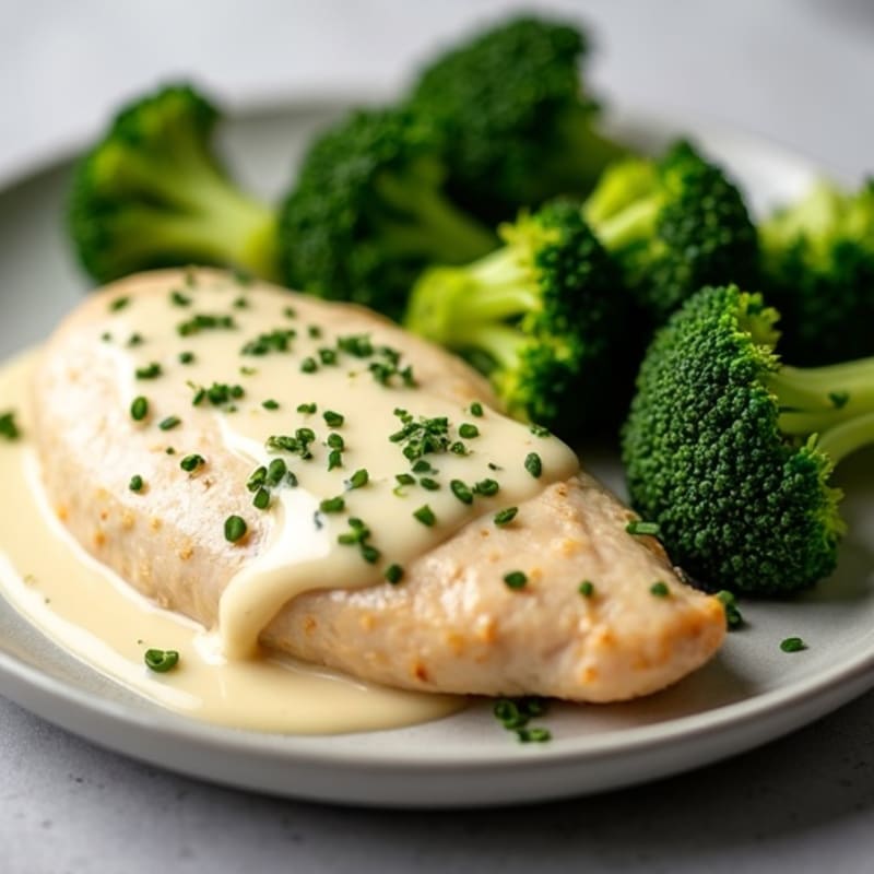 Creamy Garlic Chicken with Roasted Broccoli