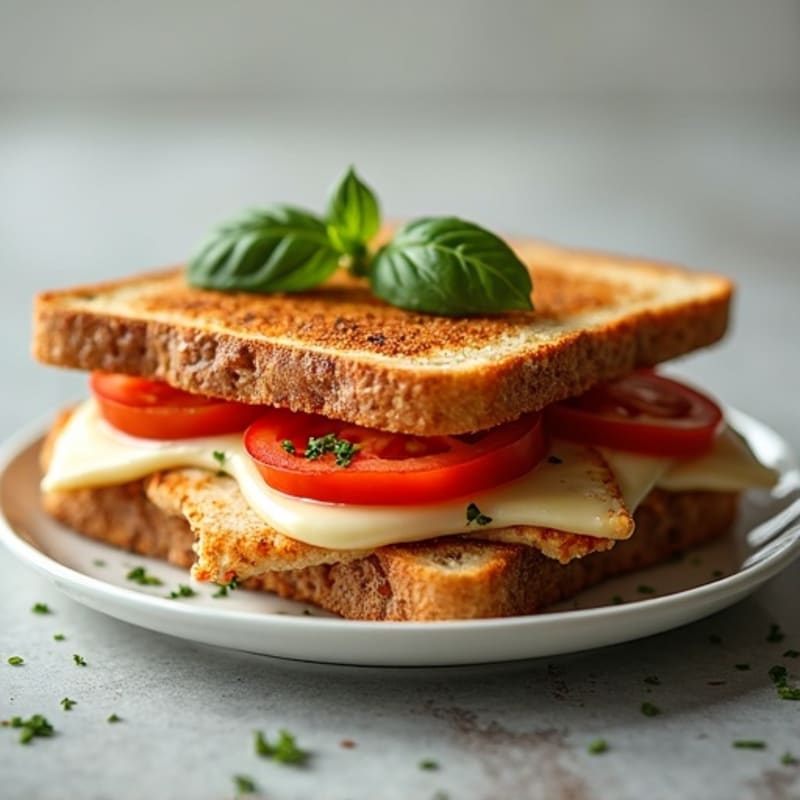 Crispy Grilled Tomato Mozzarella Basil Sandwich