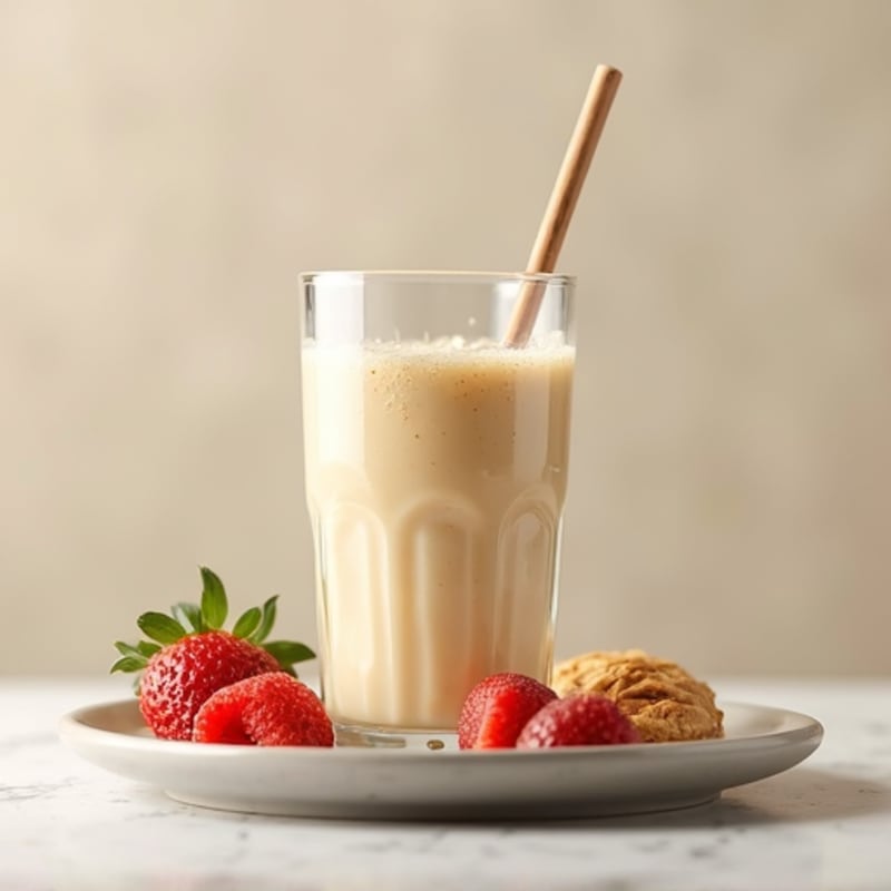 Vanilla Protein Shake with Almond Butter and Flaxseed