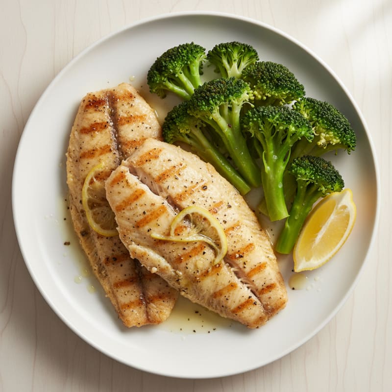 Seared Tilapia with Steamed Broccoli