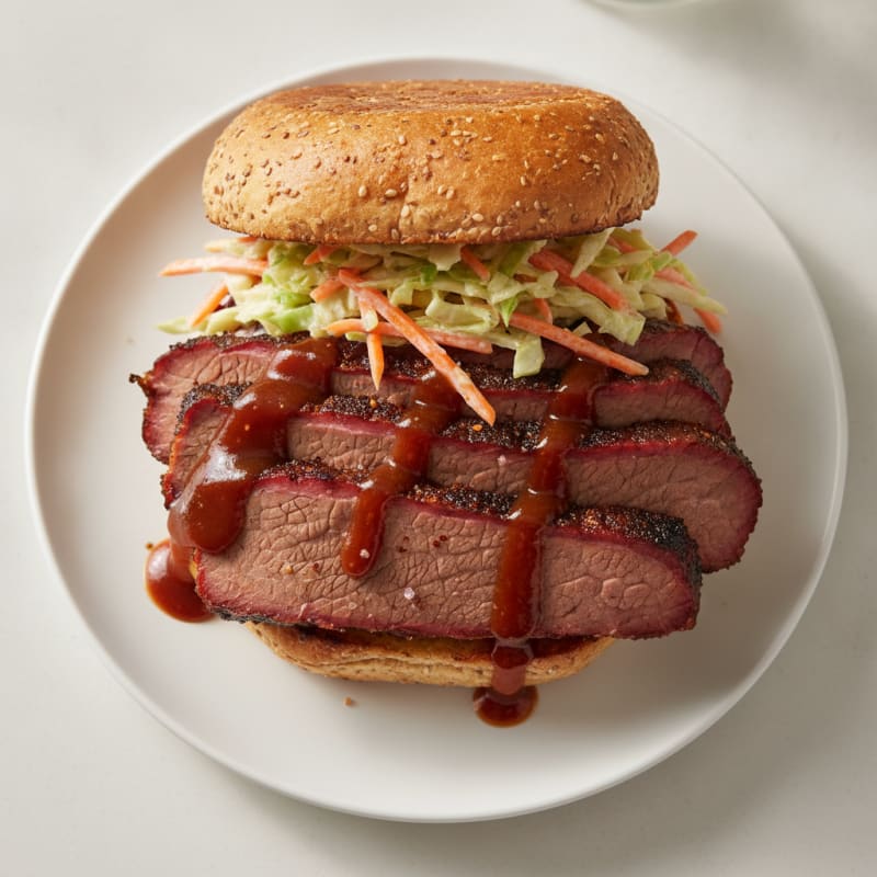 Smoky Brisket Sandwich with Tangy Slaw