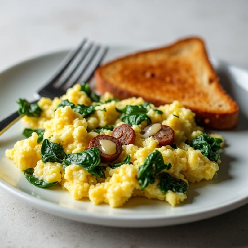 Egg White Scramble with Spinach and Turkey Sausage