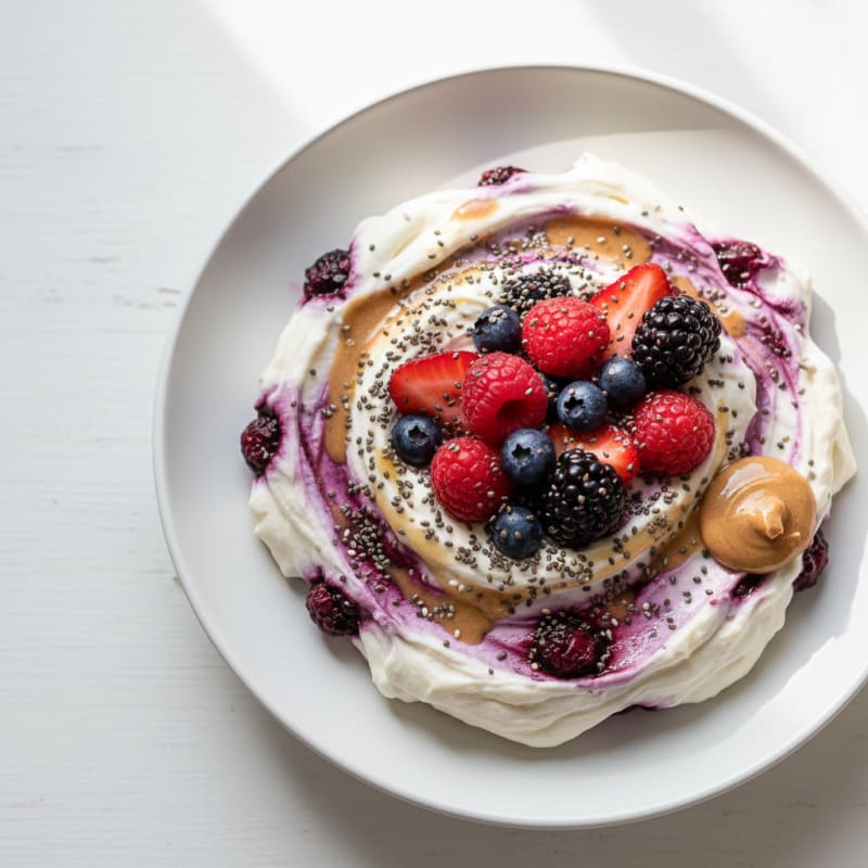 Silky Greek Yogurt Protein Mousse with Mixed Berries