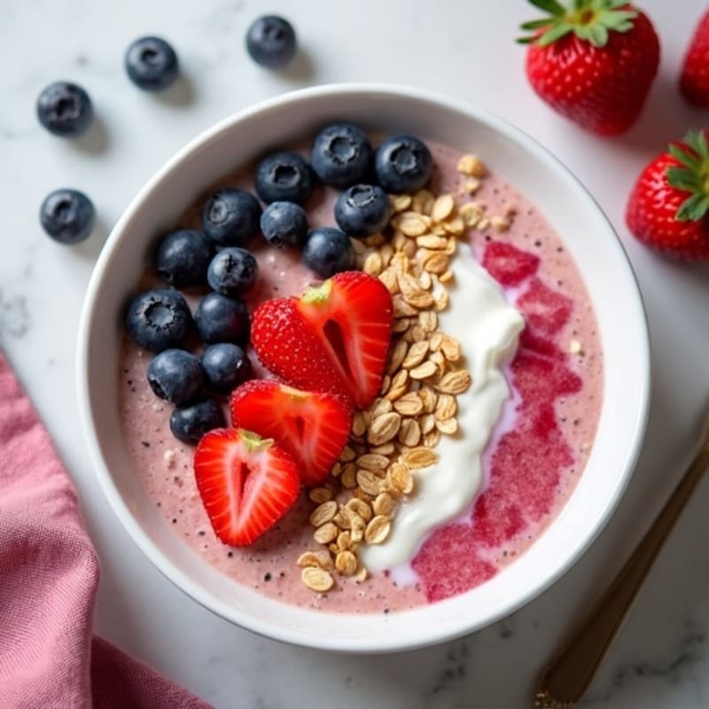 Berry Yogurt Oatmeal with Almond Milk and Protein Powder