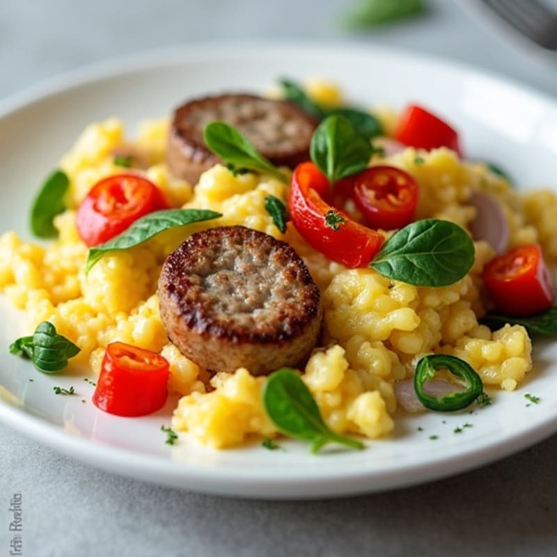Egg White Veggie Scramble with Turkey Sausage