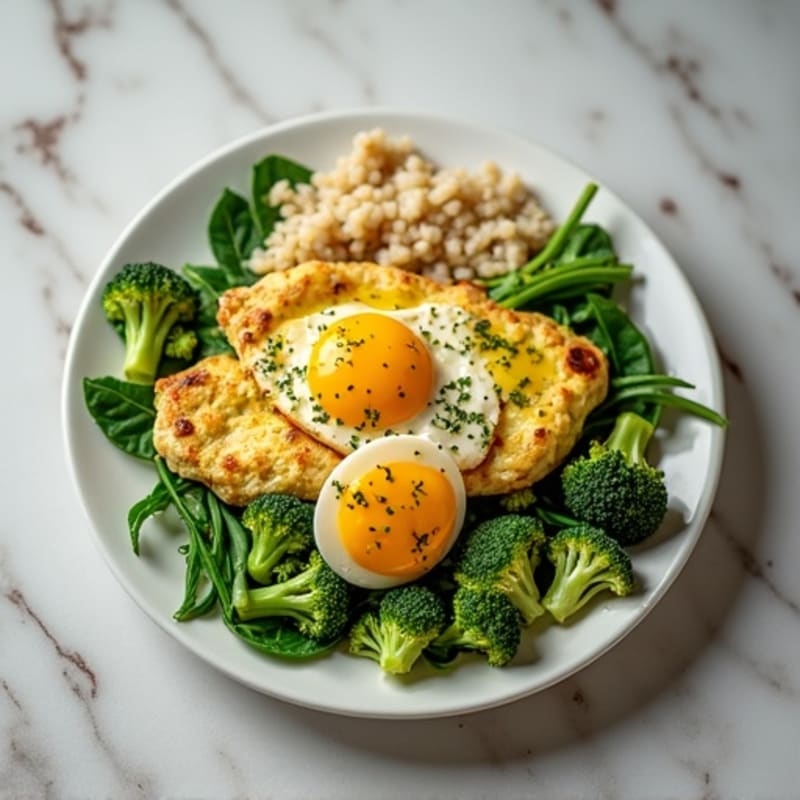 Egg White Chicken Scramble with Spinach and Broccoli