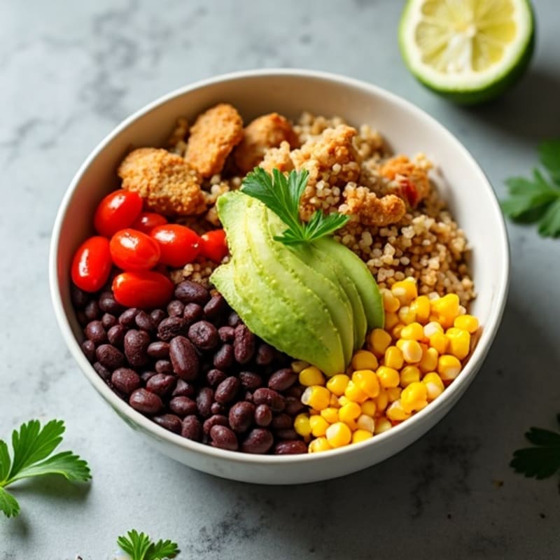 Loaded Black Bean Burrito Bowl with Fresh Avocado