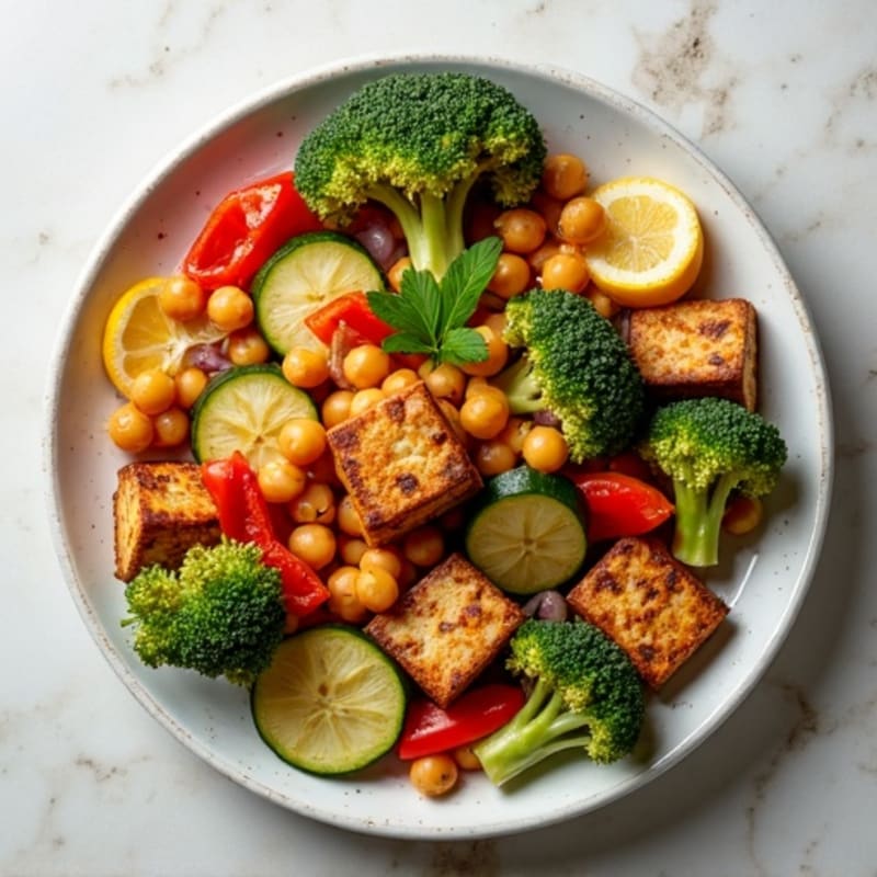 Crispy Roasted Vegetables with Lemon-Herb Chickpeas