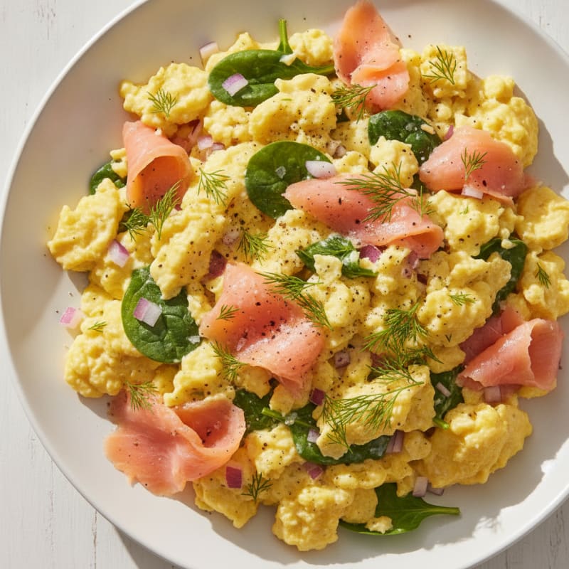 Smoked Salmon and Dill Scrambled Eggs