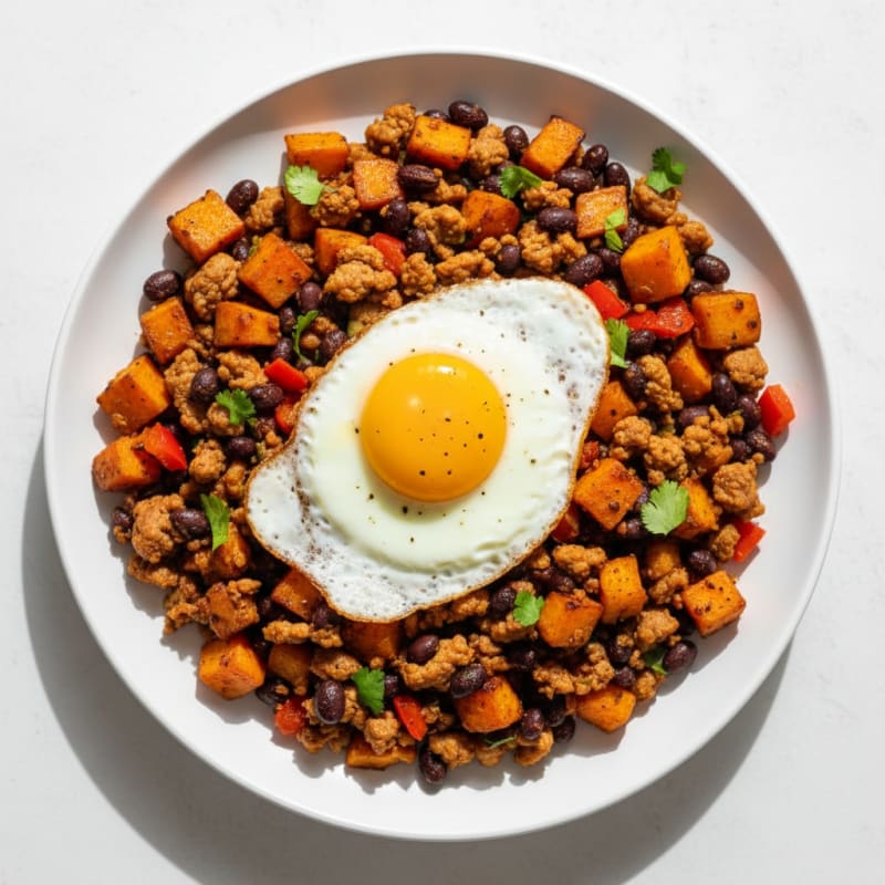 Caramelized Sweet Potato and Black Bean Hash