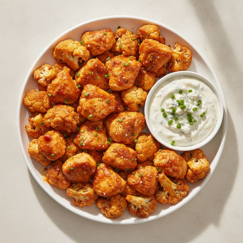 Buffalo Cauliflower Chicken Bites
