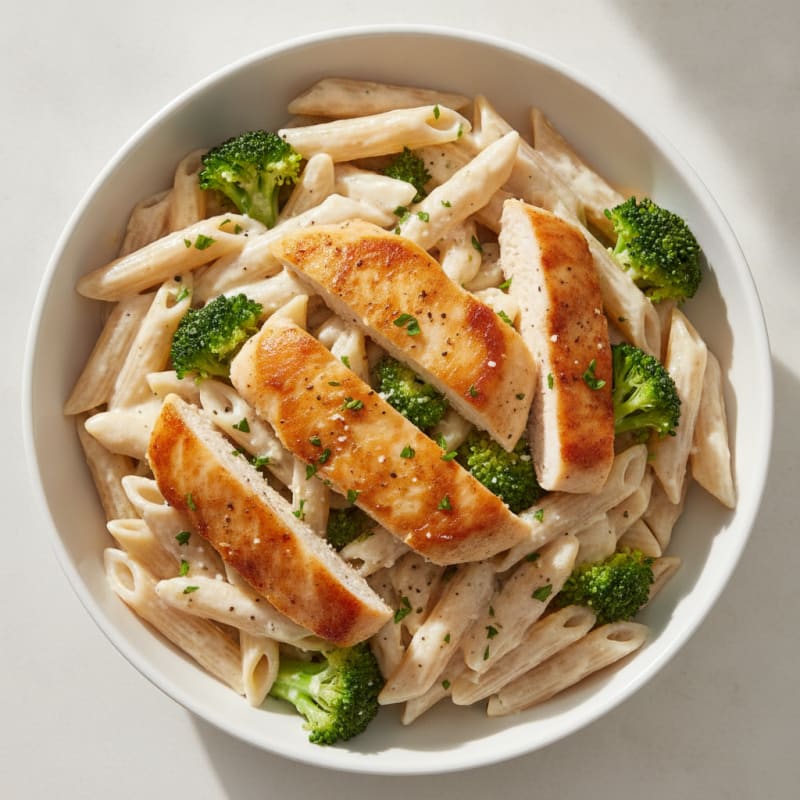 High-Protein Chicken Alfredo Pasta Bowl