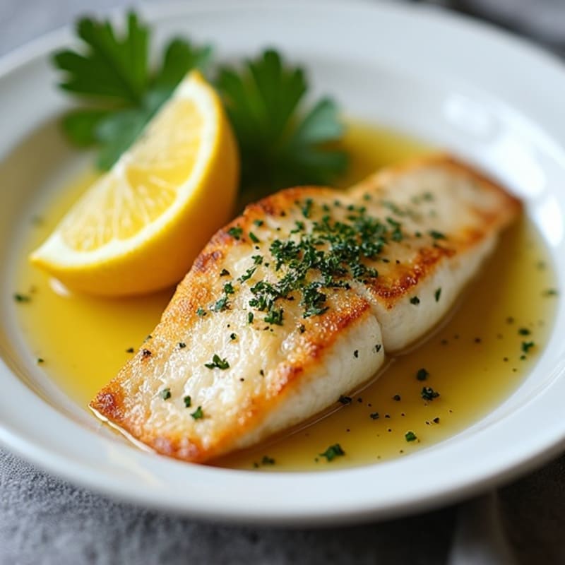 Lemon-Herb Pan Seared Flounder with Garlic Butter Sauce
