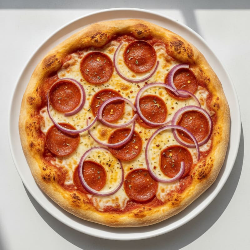 Pepperoni and Onion Pizza