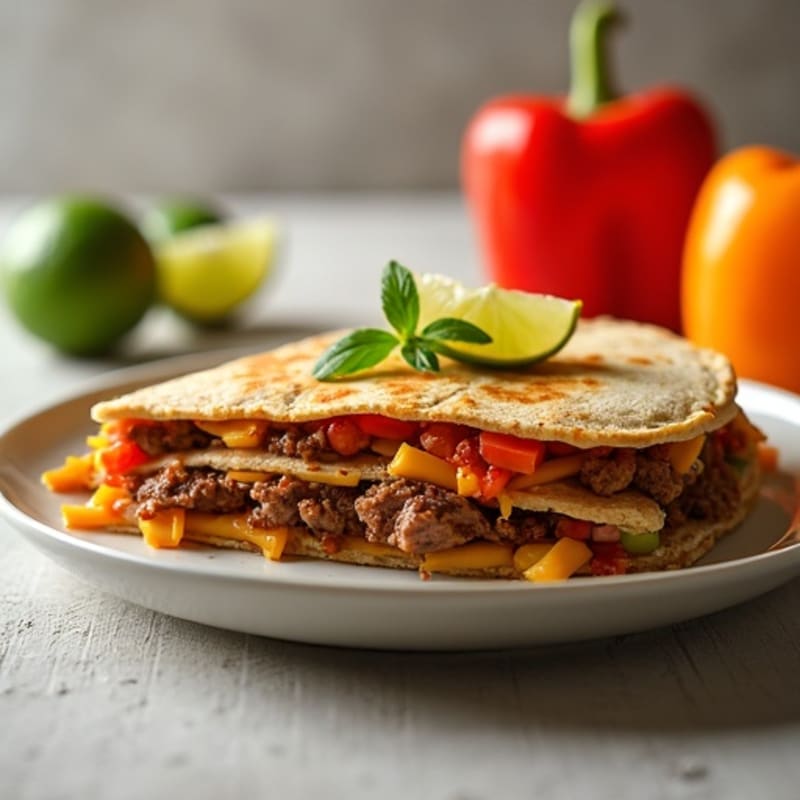 Spicy Lime Steak Quesadillas with Bell Peppers