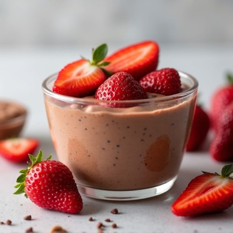 Silky Chocolate Protein Pudding with Fresh Strawberries