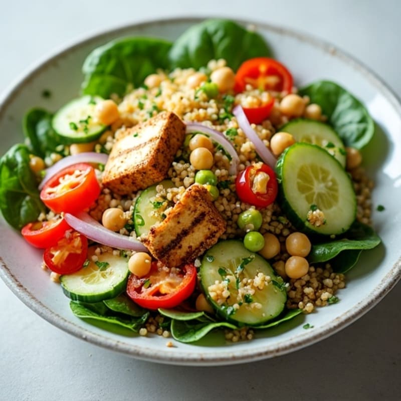 Fresh Quinoa Salad with Lemon-Herb Vinaigrette and Crunchy Vegetables