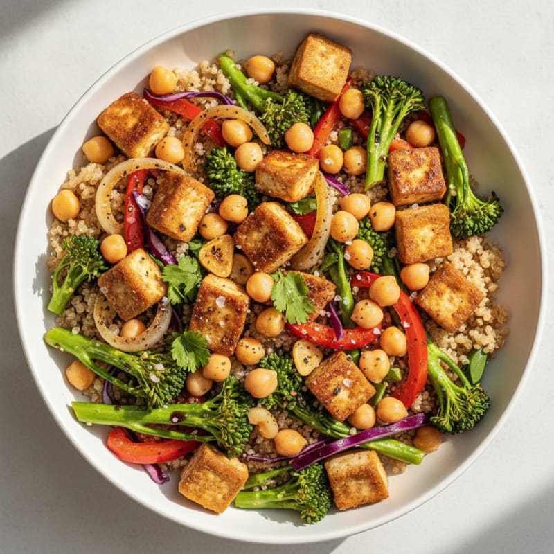 Quinoa Chickpea Tofu Power Bowl