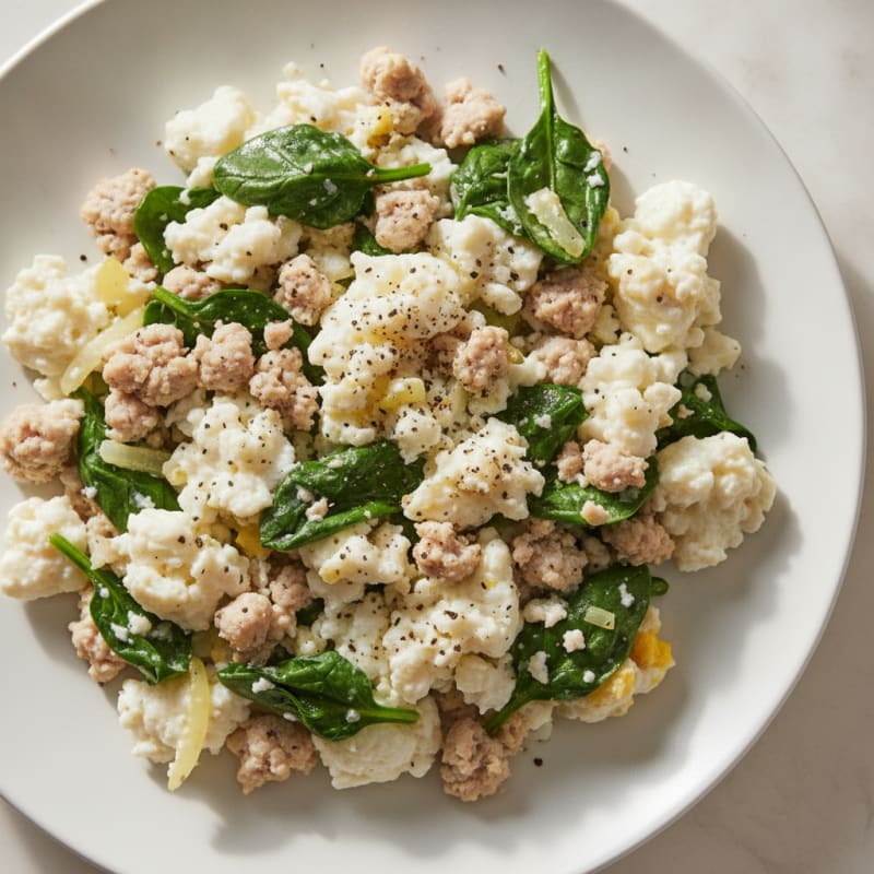 Egg White Scramble with Lean Turkey and Spinach