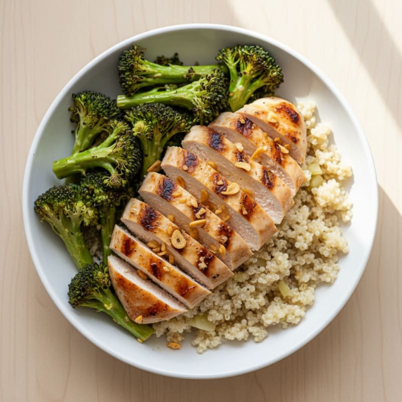 Grilled Chicken and Quinoa Power Bowl with Roasted Broccoli