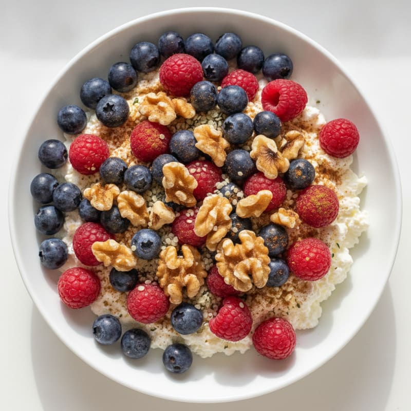 High-Protein Berry and Nut Cottage Cheese Bowl