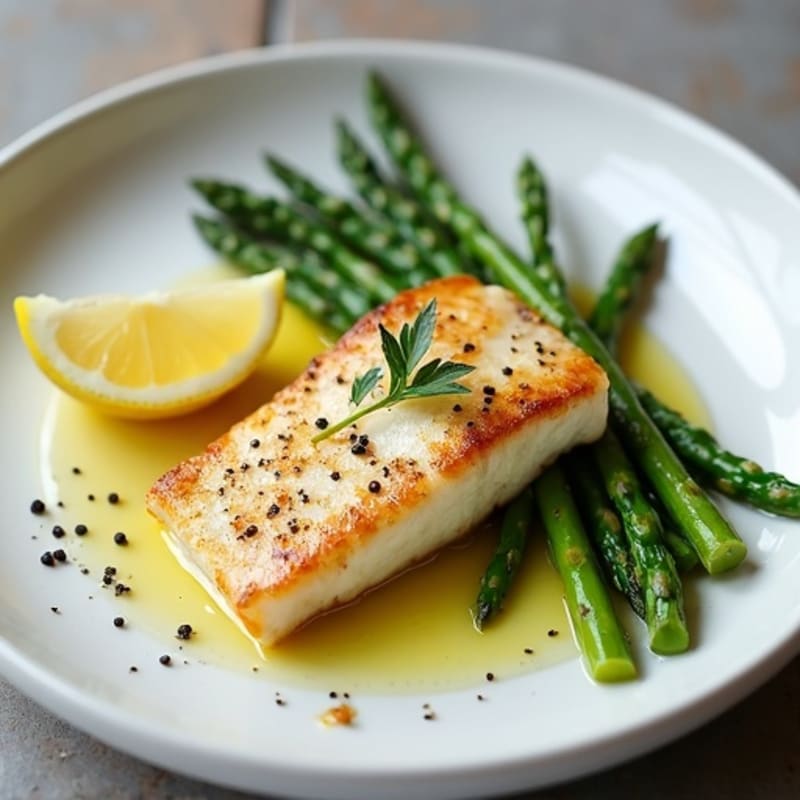Seared Cod with Steamed Asparagus
