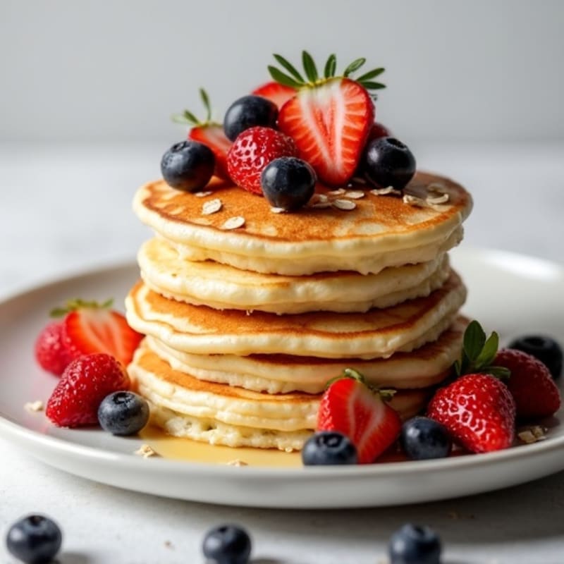 Egg White and Greek Yogurt Pancakes with Fresh Berries