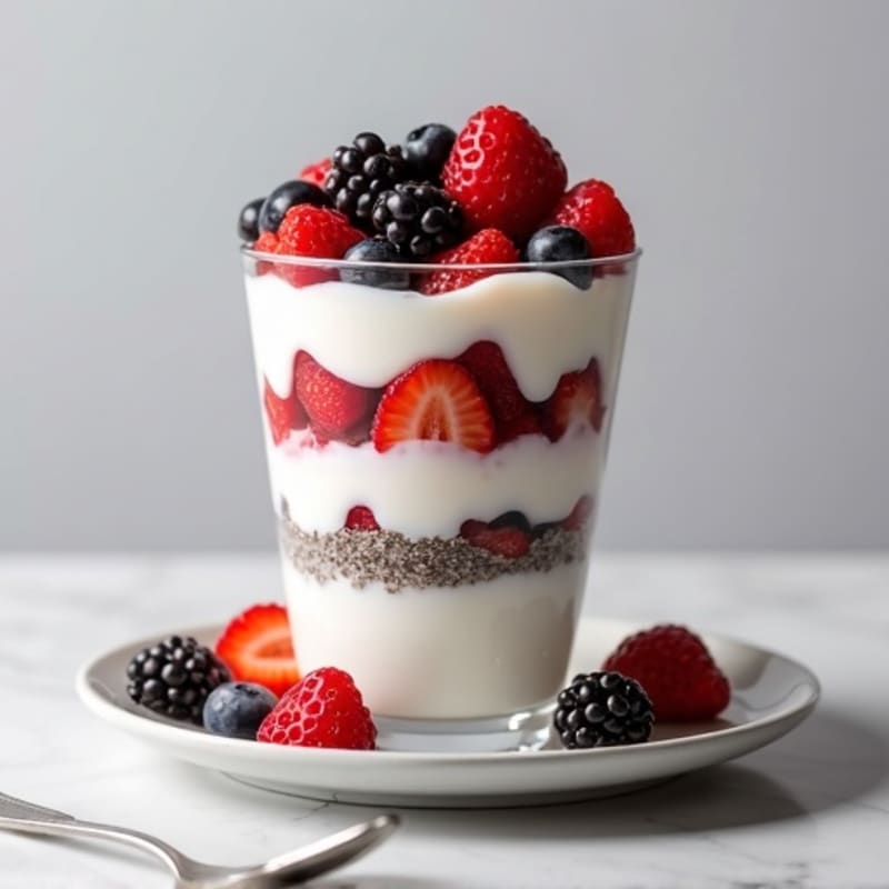 Creamy Greek Yogurt Parfait with Mixed Berries and Chia Seeds
