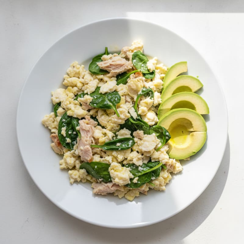 Scrambled Egg Whites with Roasted Turkey and Spinach