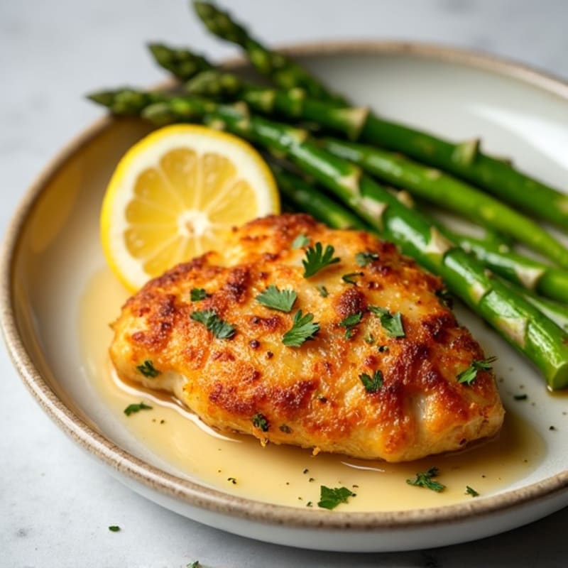 Crispy Lemon Garlic Chicken with Roasted Asparagus