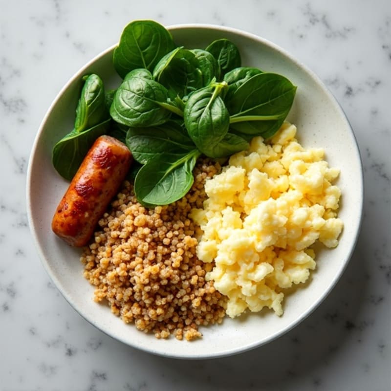 Egg White and Turkey Sausage Scramble with Spinach and Quinoa
