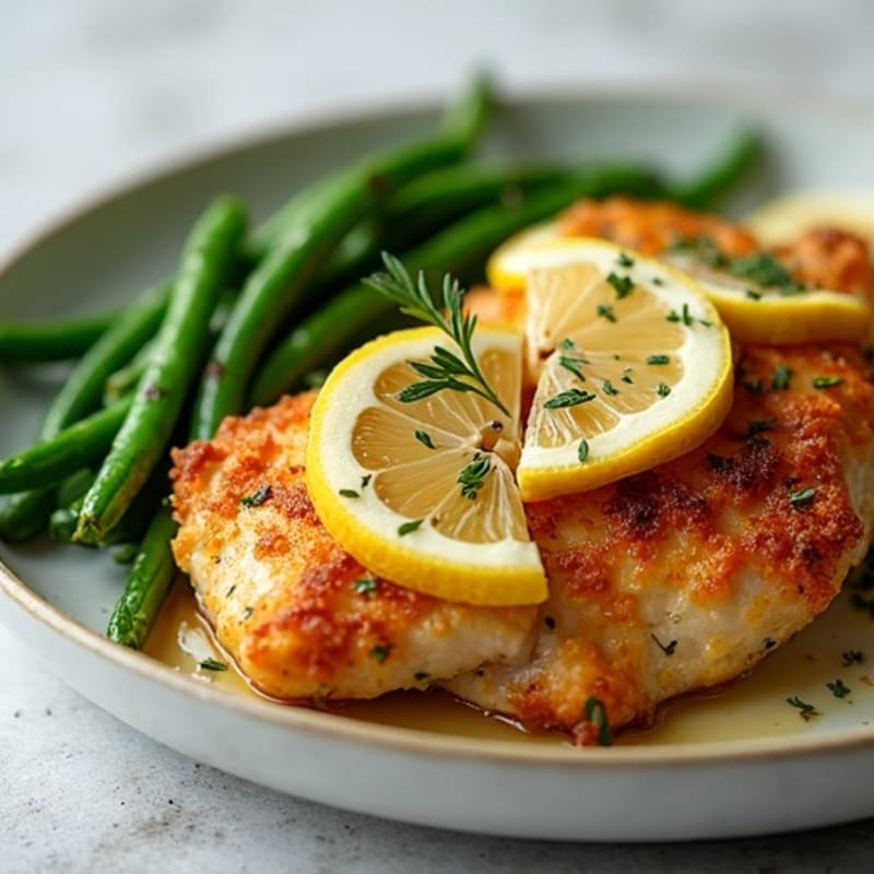 Crispy Lemon Herb Chicken with Roasted Green Beans