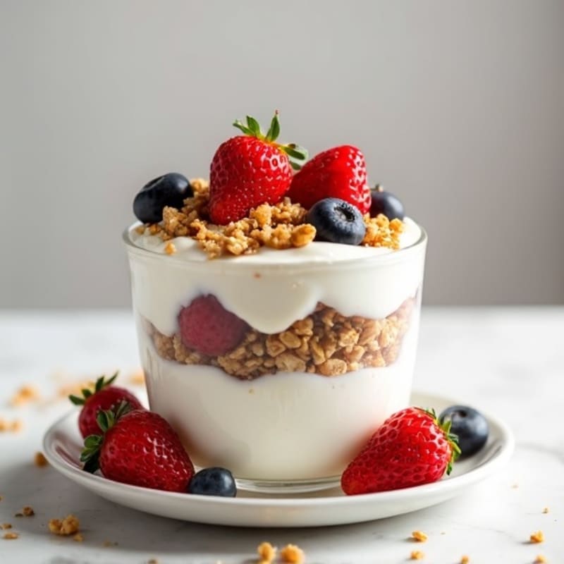 Greek Yogurt Parfait with Protein Granola and Fresh Berries