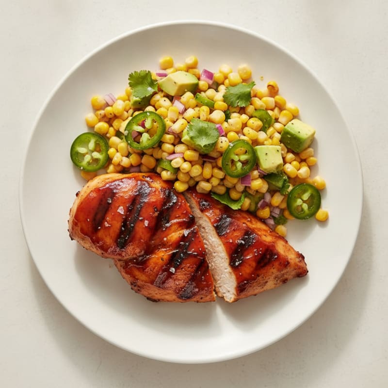 Grilled BBQ Chicken with Corn Salsa