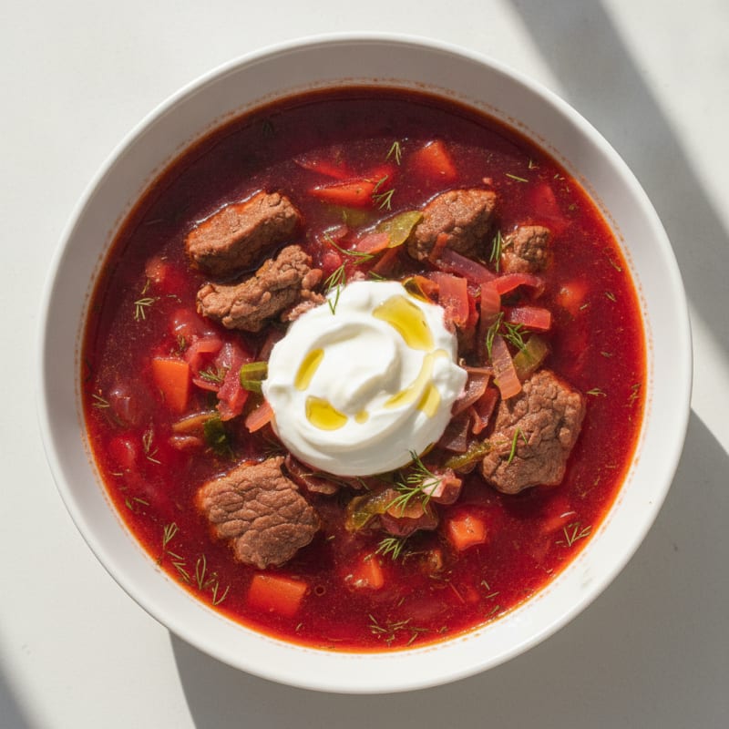 Classic Beet and Cabbage Borsch