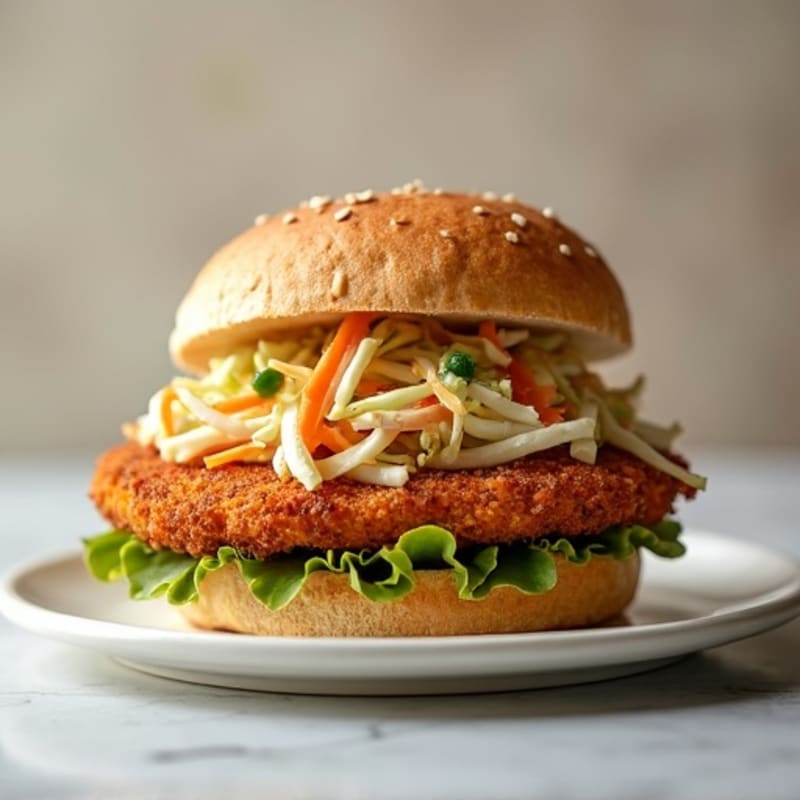 Crispy Baked Chicken Cutlet Sandwich with Fresh Slaw
