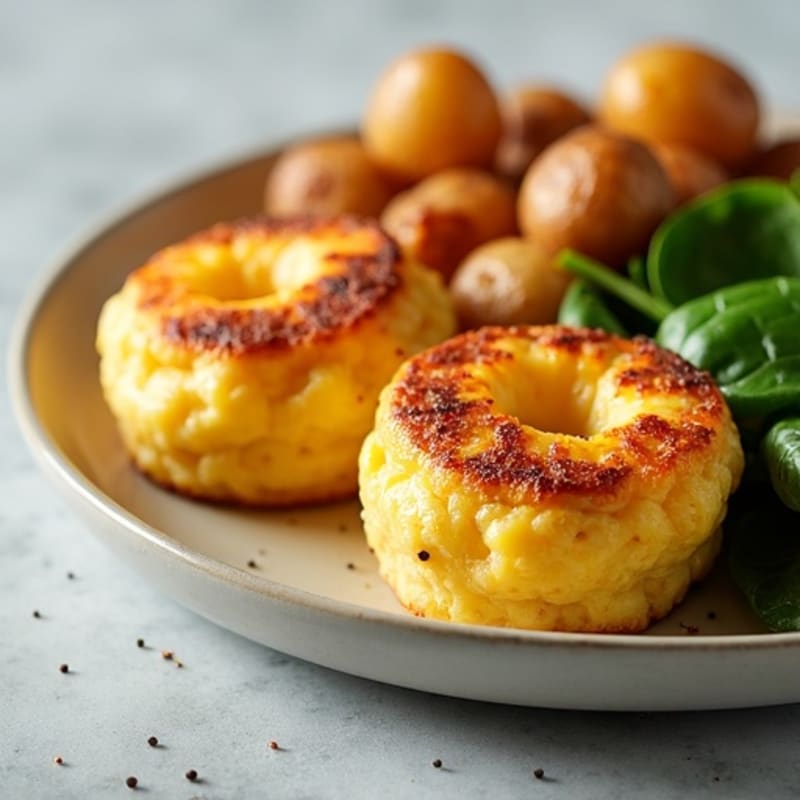 Fluffy Baked Egg Bites with Savory Chicken Sausage and Crispy Roasted Potatoes