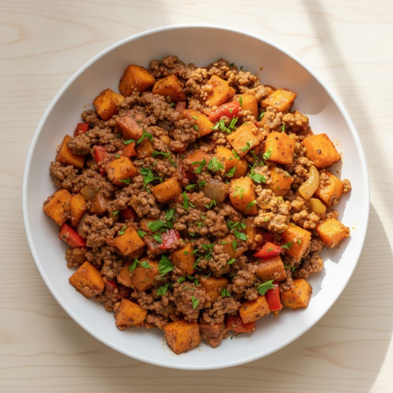 Sweet Potato Ground Beef Skillet